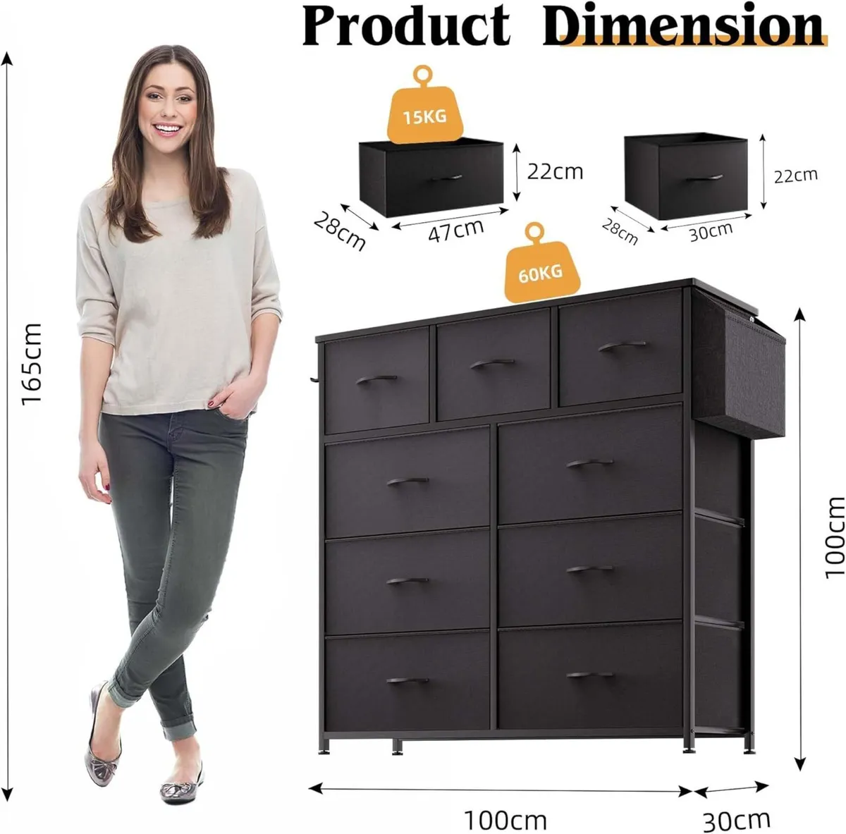 Fabric Chest of Drawers - Canvas Storage Unit - Image 3