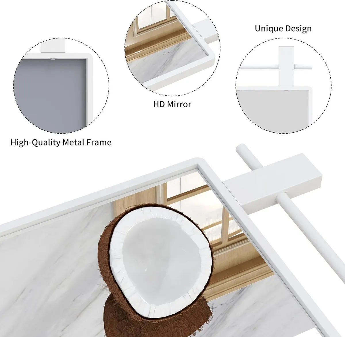20x28 Bathroom Wall Mirrors with Shelf White - Image 3