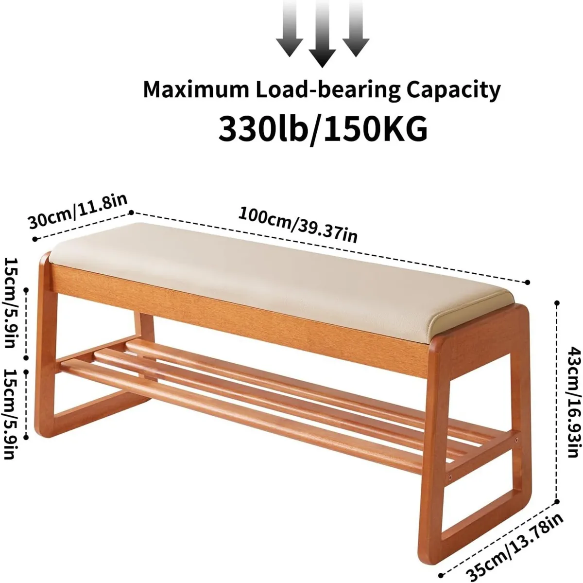 Shoe Bench with Cushion Storage Padded Seat - Image 3