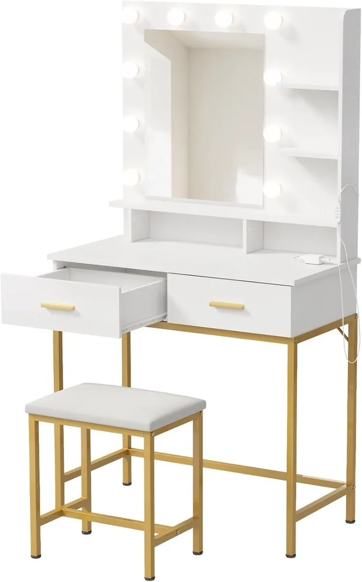 Vanity with Mirror and Lights Adjustable Color/Bri - Image 1