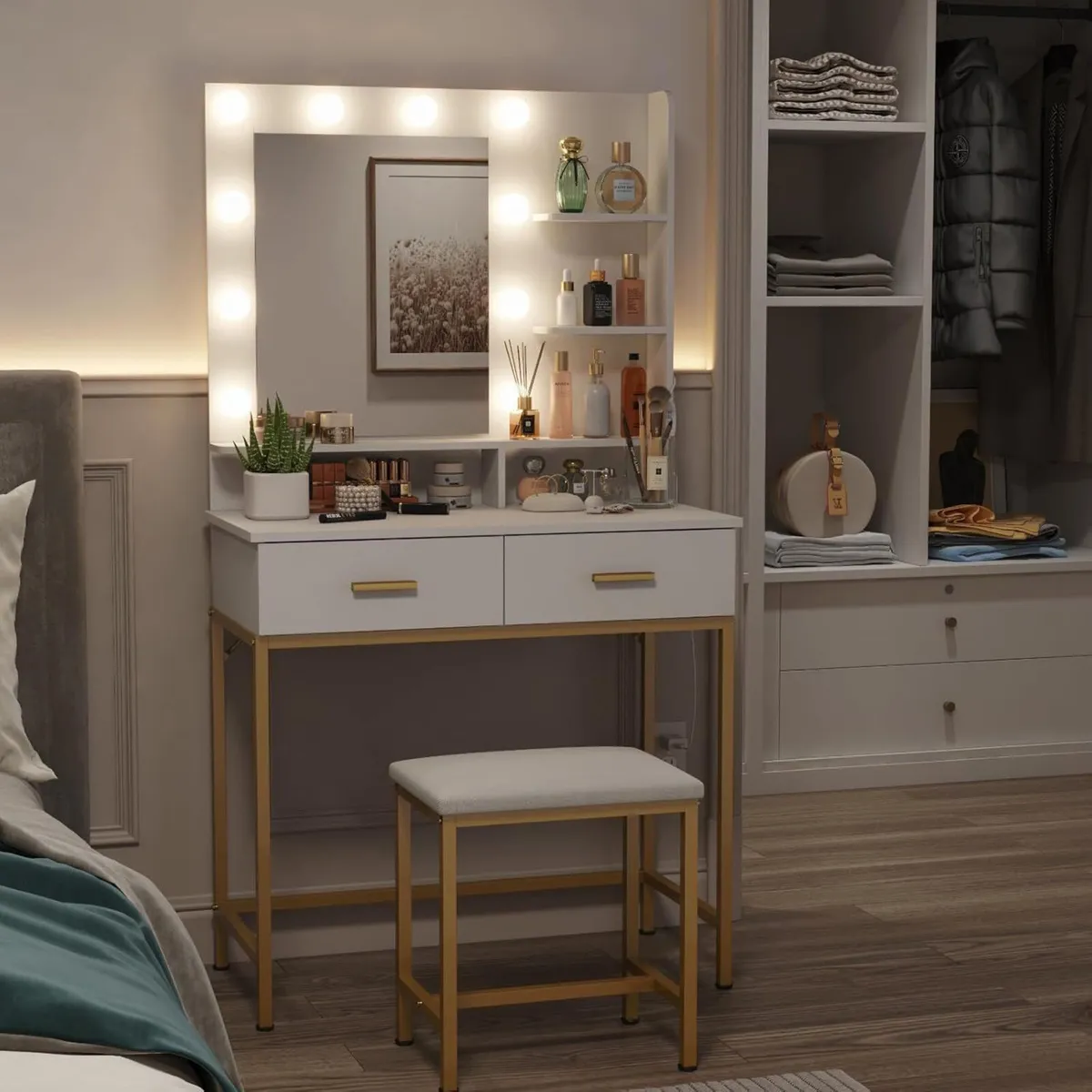 Vanity with Mirror and Lights Adjustable Color/Bri - Image 2