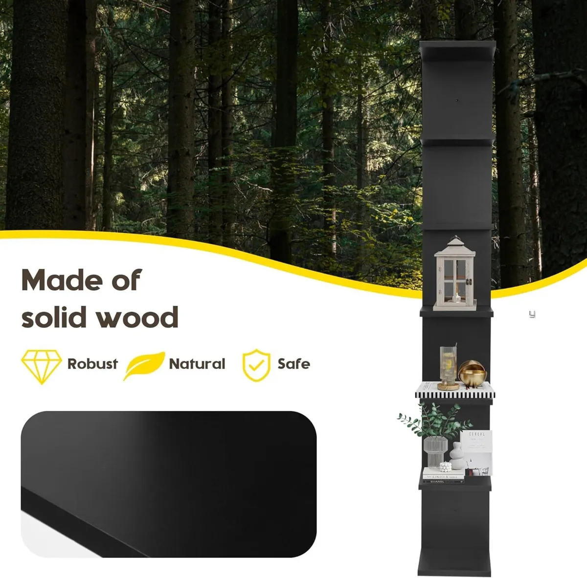 Solid Wood 7 Tier Wall Shelf Unit Vertical - Image 4