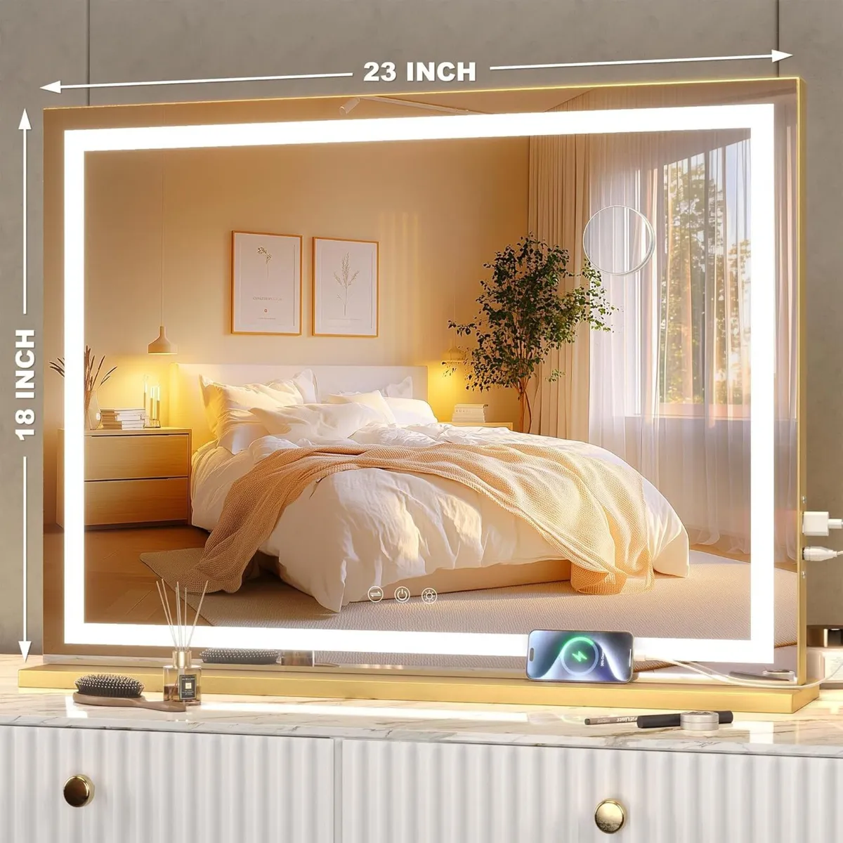 Vanity Mirror with Lights 58 x 46cm LED Makeup - Image 2