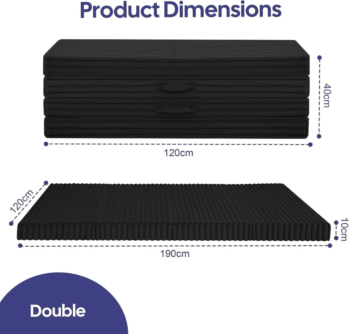 Folding Floor Mattress Double 190x135cm 4-Fold - Image 2