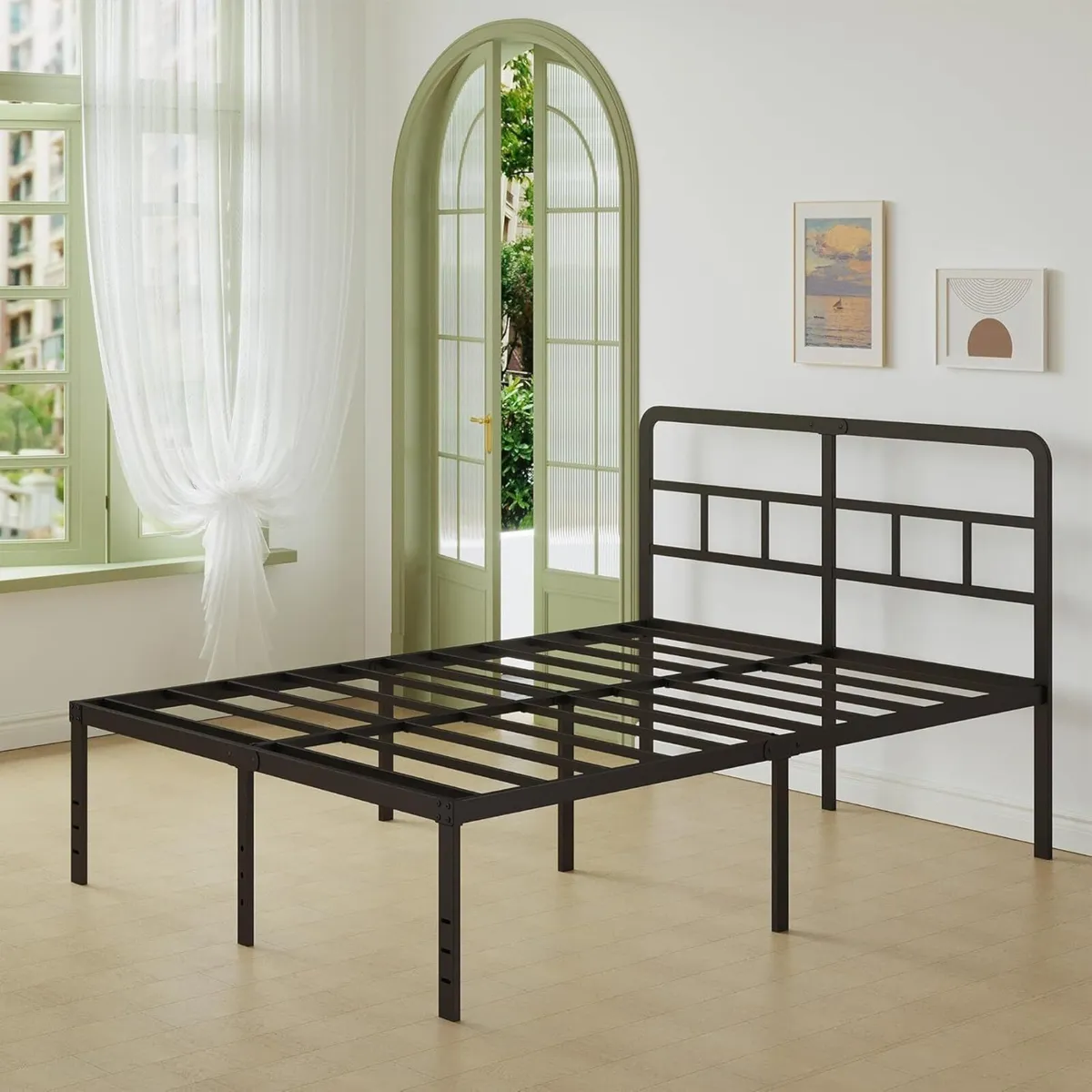 Metal Bed Frame 160 x 190 cm with Curved Headboard - Image 3