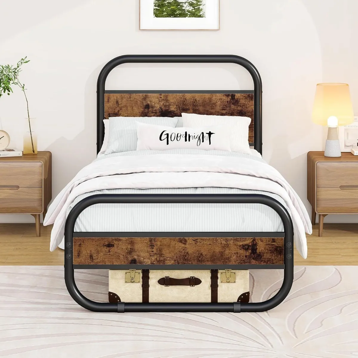 3ft Single Bed Frame with Headboard Oval-Shaped - Image 1