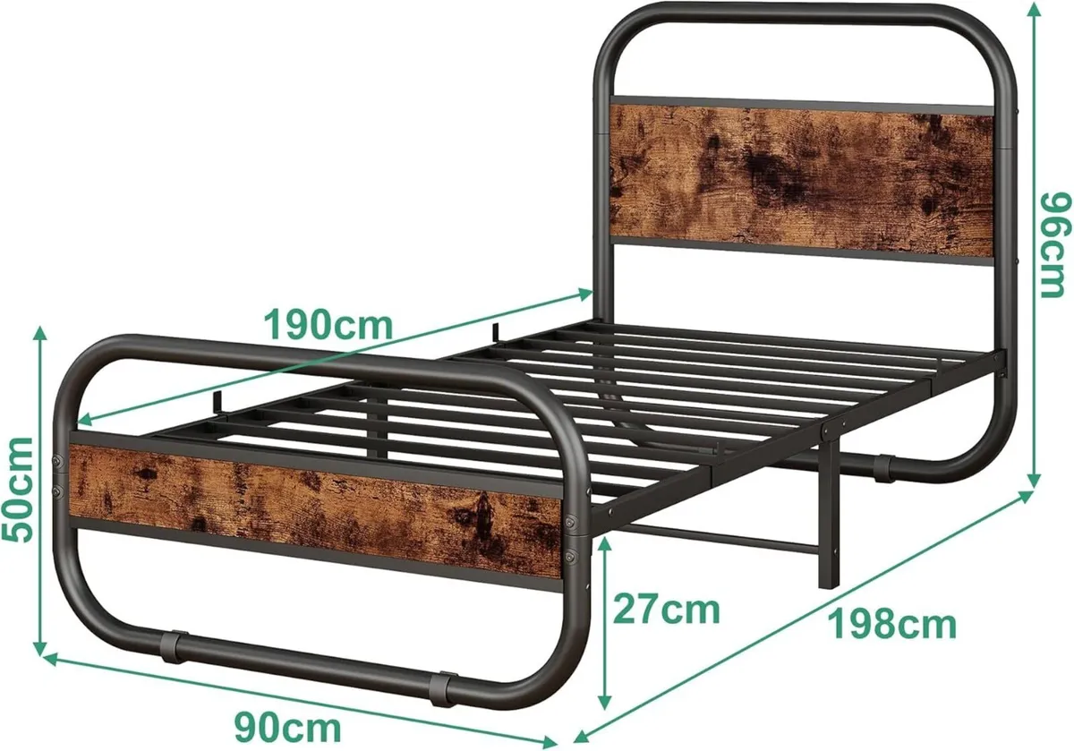 3ft Single Bed Frame with Headboard Oval-Shaped - Image 2