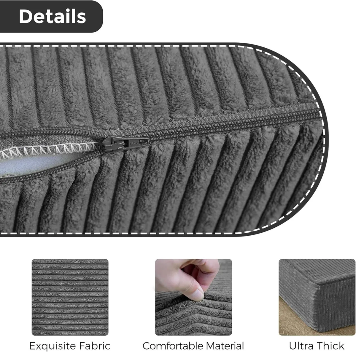 Folding Corduroy Mattress Tri Fold Floor 10cm - Image 3