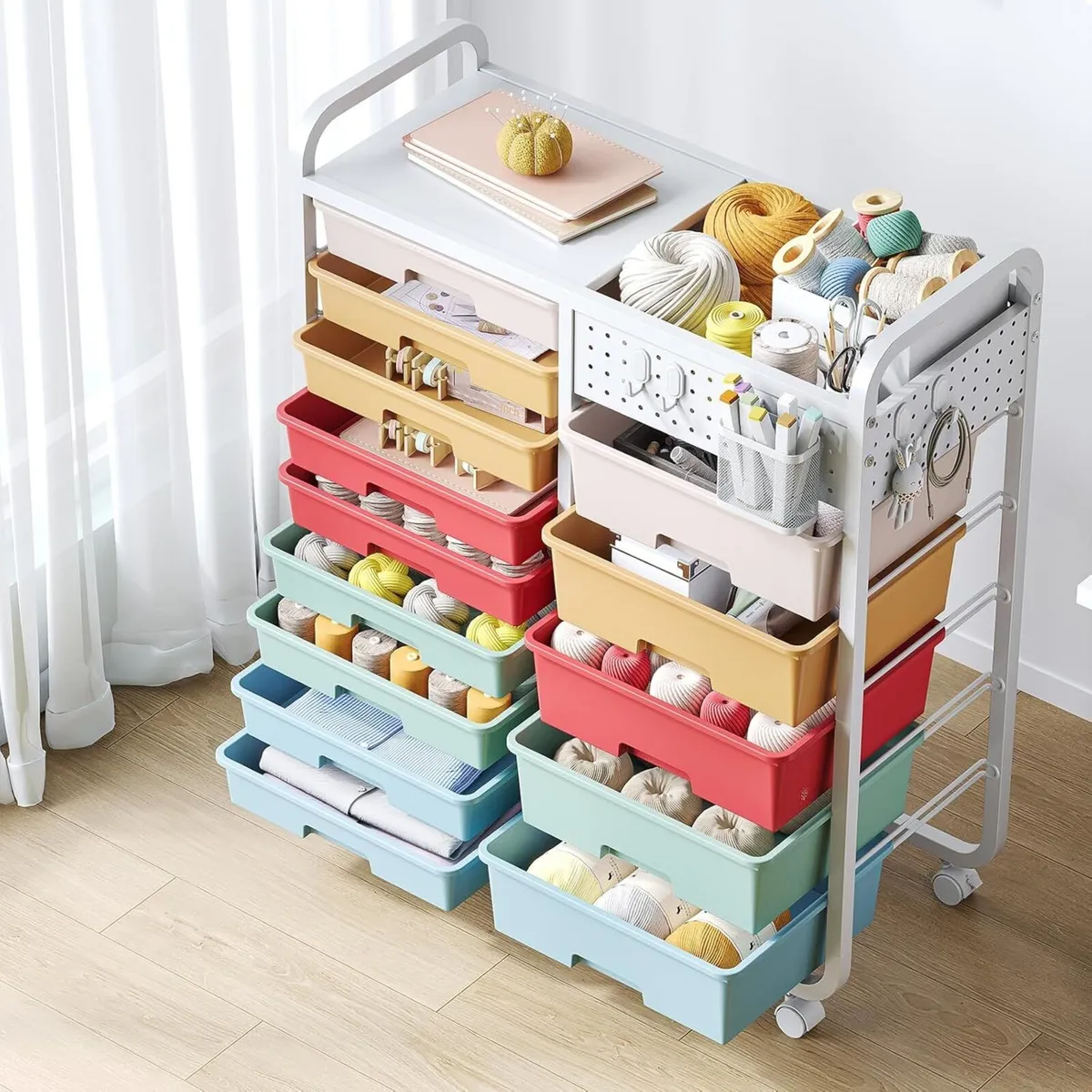 14-Drawer-Storage-Craft-Organizer-Trolley-Cart - Image 2