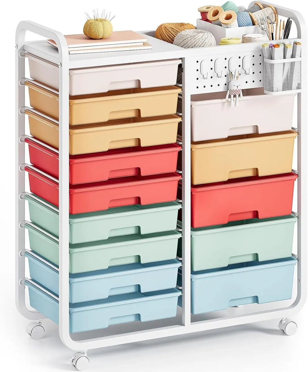 14-Drawer-Storage-Craft-Organizer-Trolley-Cart - Image 1