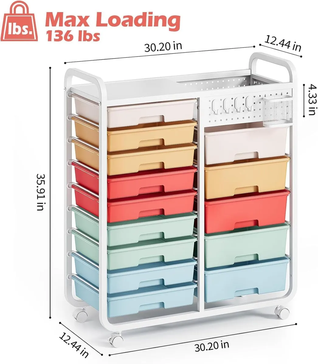 14-Drawer-Storage-Craft-Organizer-Trolley-Cart - Image 3