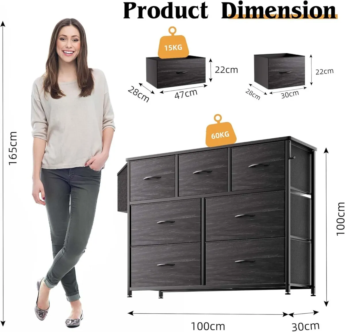 Fabric Chest of Drawers - Canvas Storage Unit - Image 3