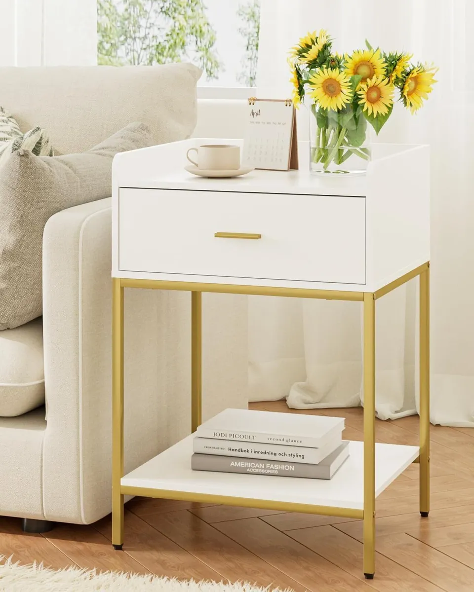 Bedside Table 3-Tier Cabinet with Storage Drawer - Image 4
