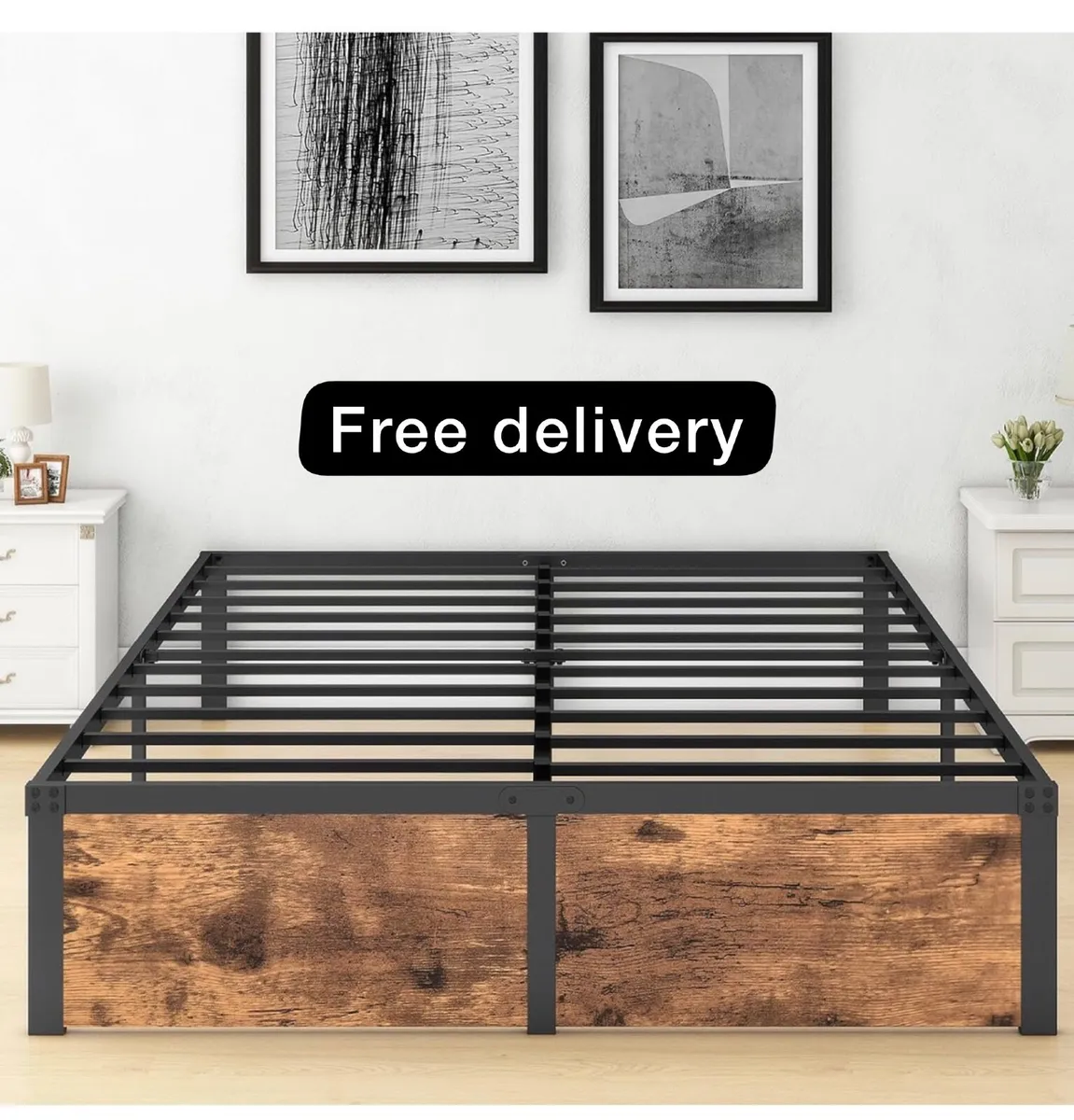 King Size Bed Frame,Metal Bed 150x200cm,5ft - Image 1