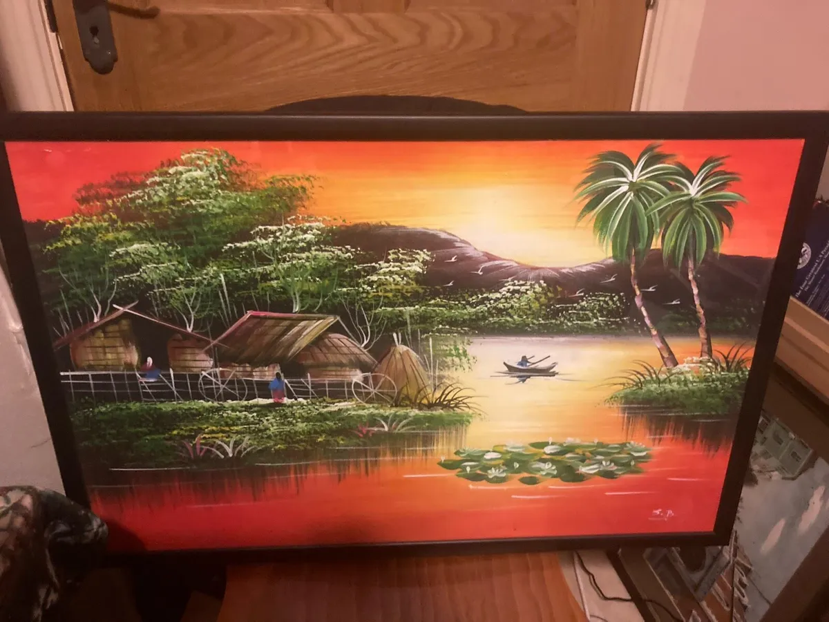Thai artwork signed and framed free postage - Image 1
