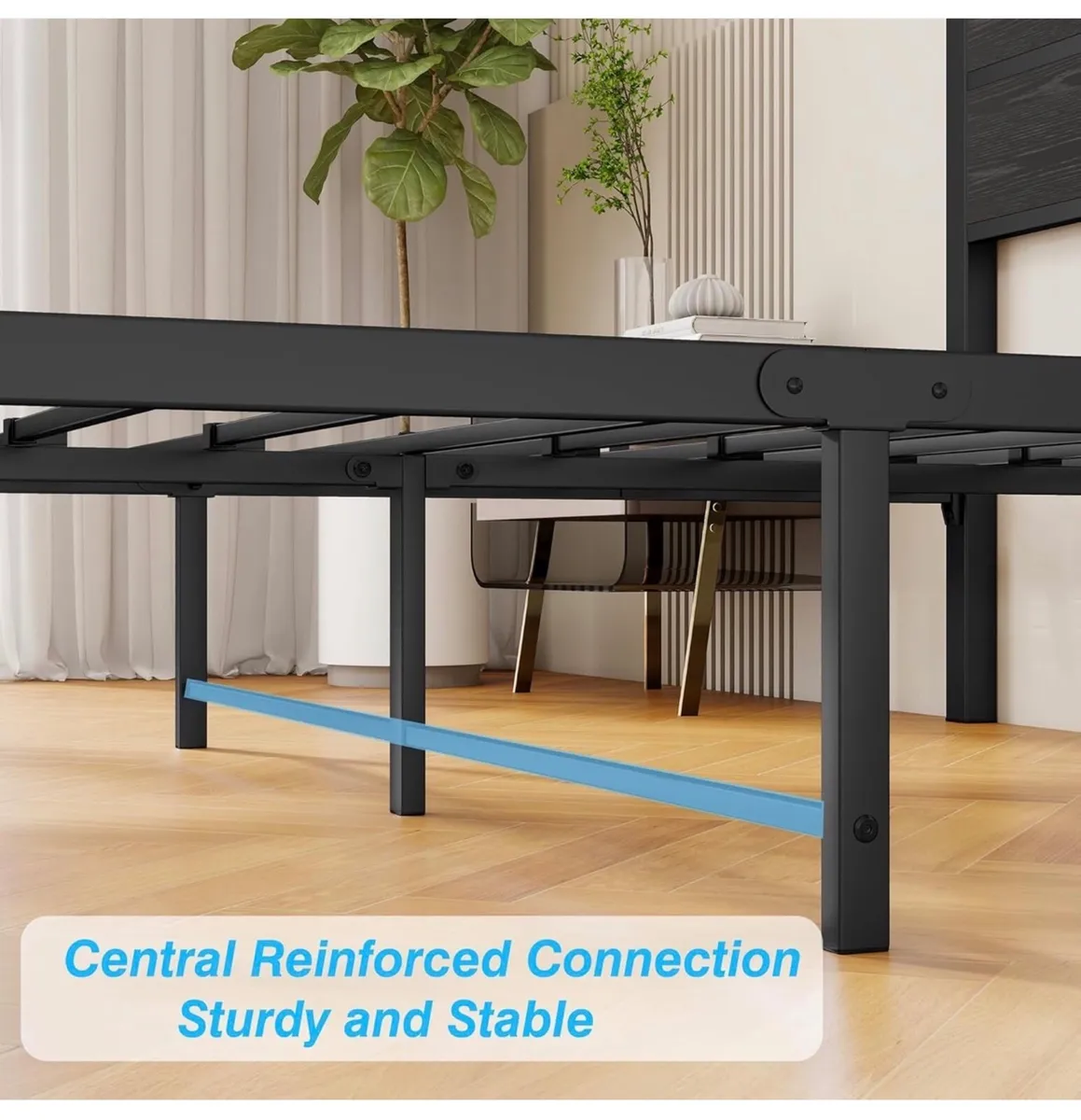 King Size Bed Frame with Wooden Headboard - Image 4