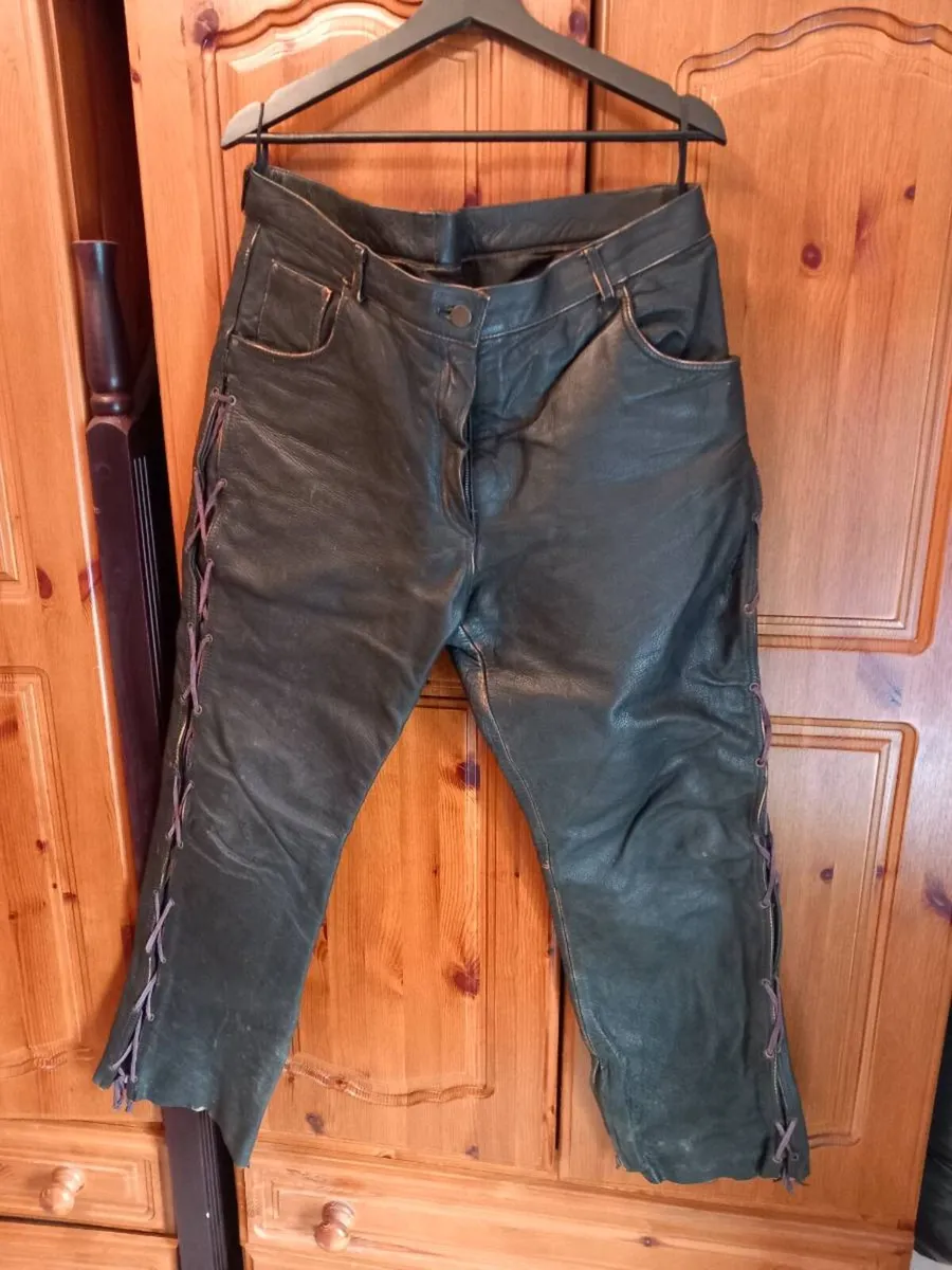 Ladies Buffalo Hide Leather Trousers - Image 1