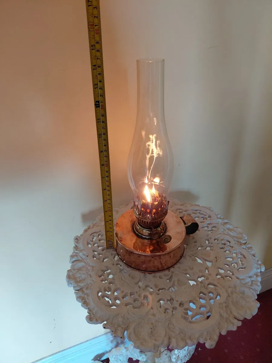 Antique Copper And Brass Portable Oil Lamp - Image 3