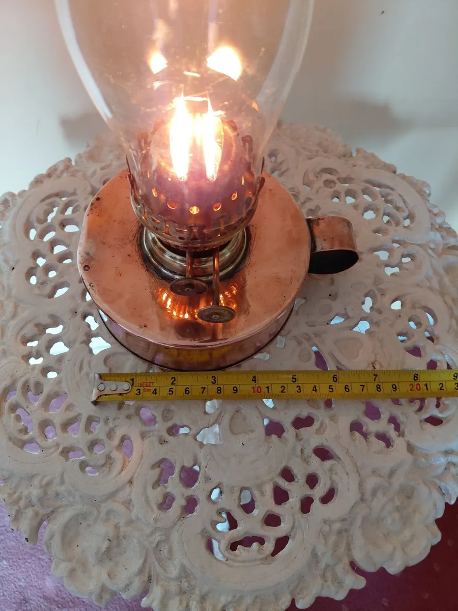 Antique Copper And Brass Portable Oil Lamp - Image 4