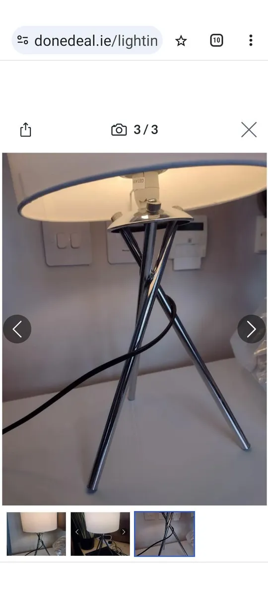New chrome tripod table lamp/bedside lamp - Image 3