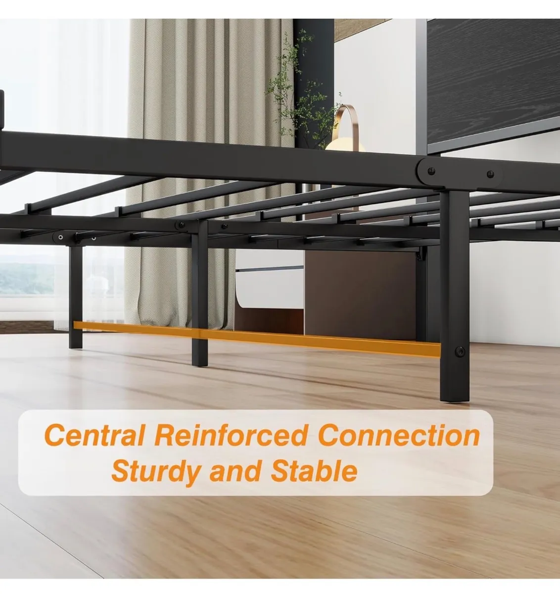 King Size Bed Frame with Wooden Storage Headboard - Image 2