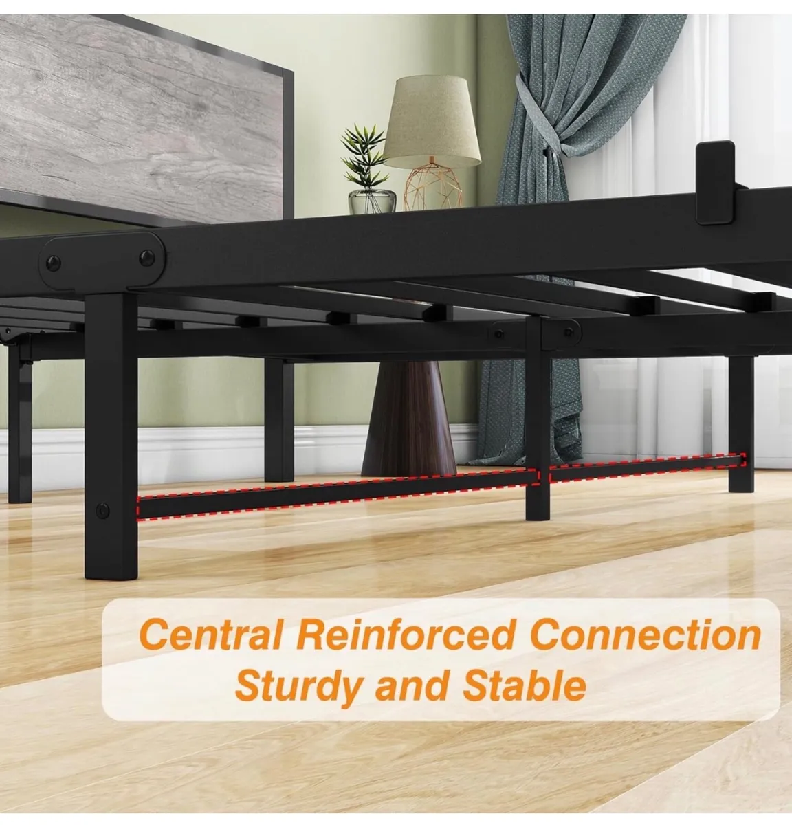 King Size Bed Frame with Storage Wooden Headboard - Image 4