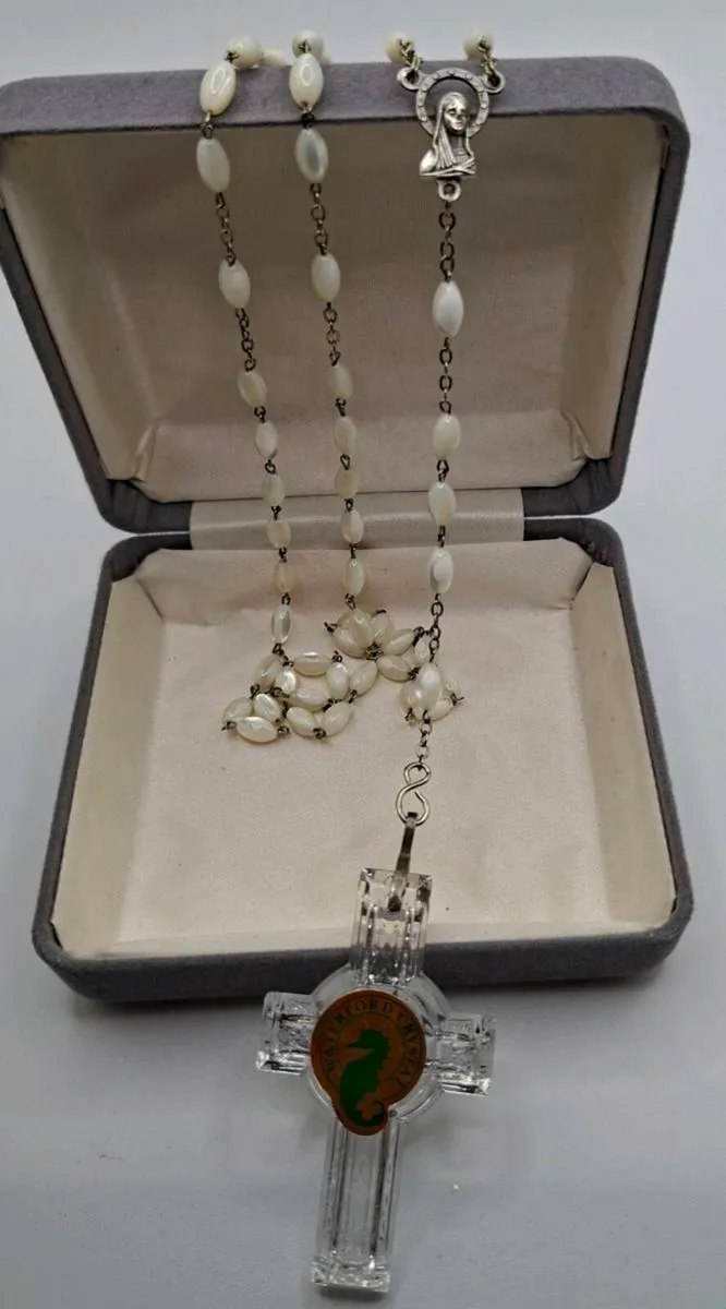 Vintage Waterford crystal rosary beads necklace - Image 4