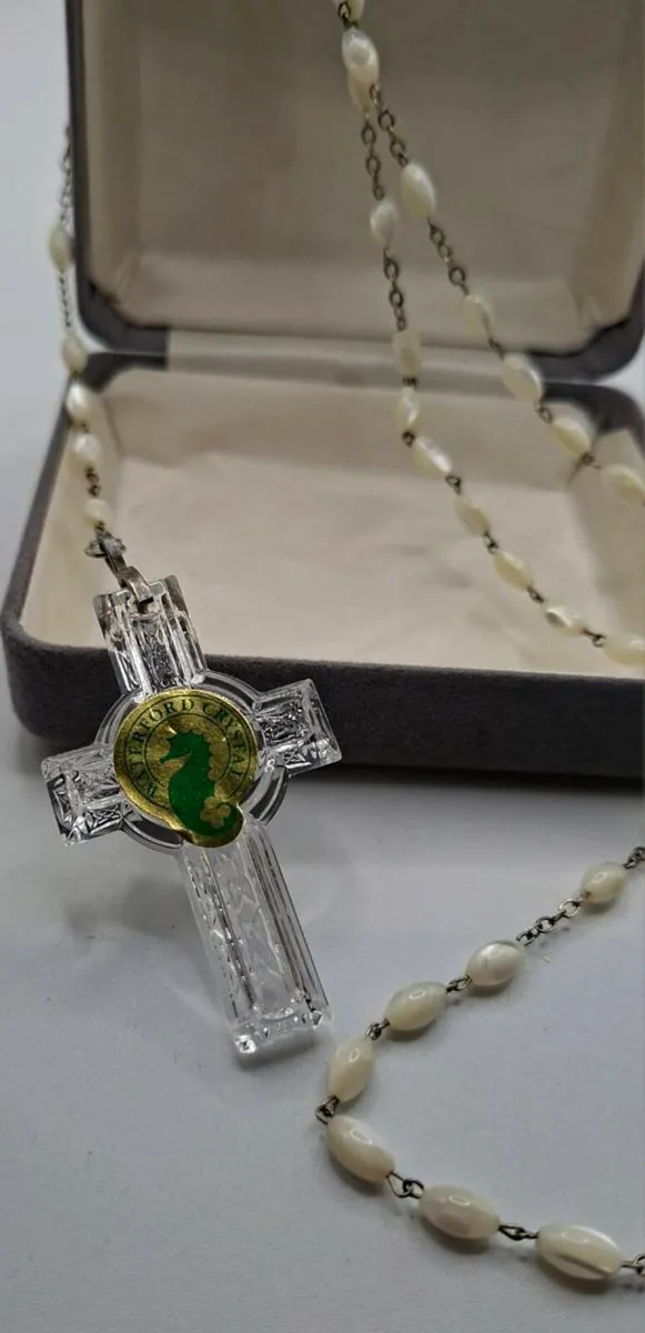 Vintage Waterford crystal rosary beads necklace - Image 1