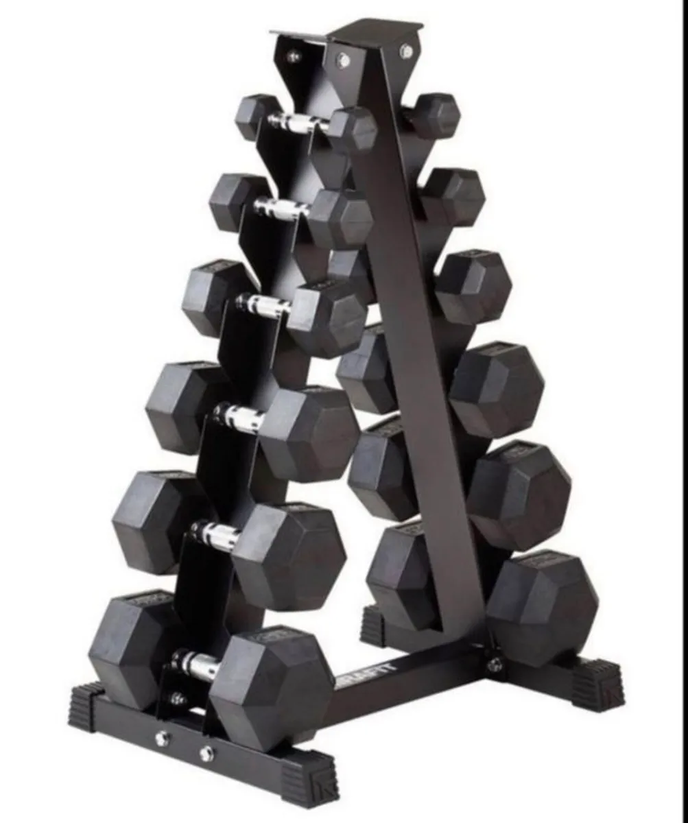 Hex Dumbbells 2.5kg - 25kg + storage (new) - Image 1