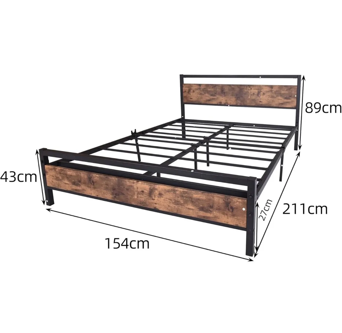 Metal Platform Bed Frame King Size with Wooden Hea - Image 4