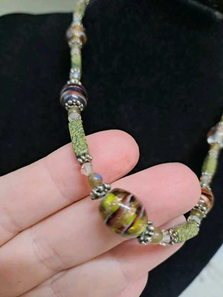 Beaded Statement Necklace – Glass & Stone Style - Image 1
