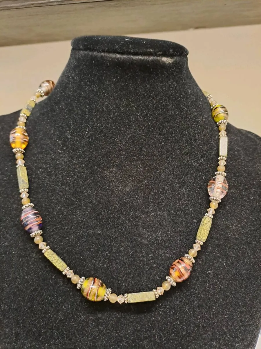 Beaded Statement Necklace – Glass & Stone Style - Image 2