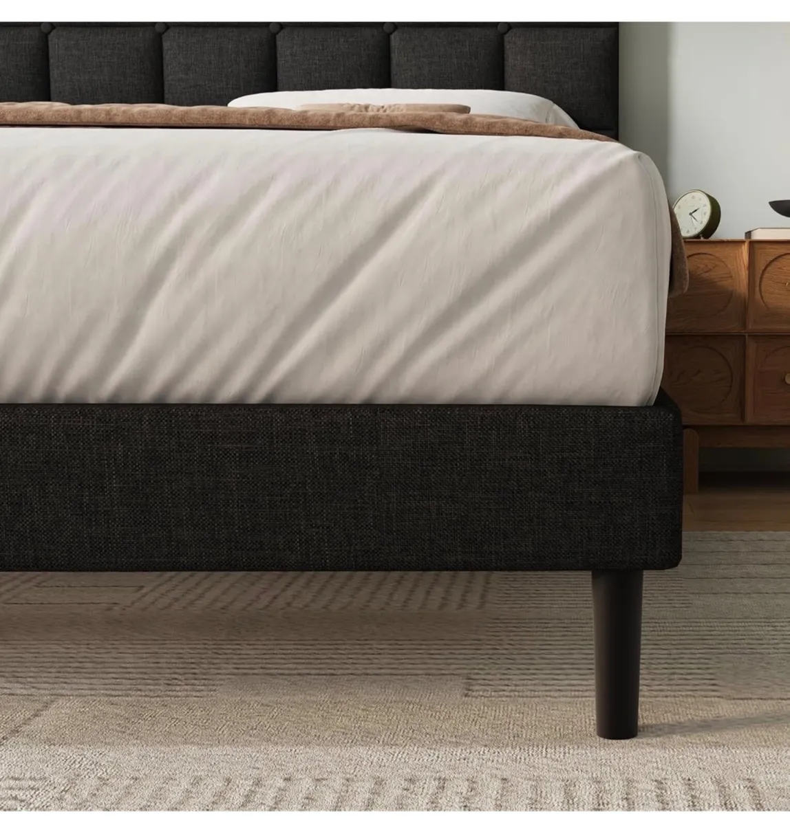 King Bed Frame, Easy Assembly, Sturdy Wooden Slat - Image 4