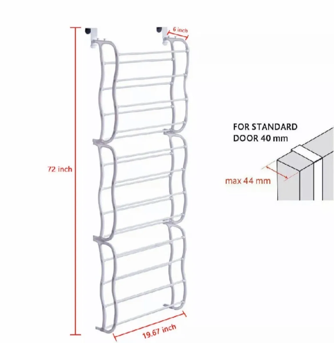 NEW Over Door Metal Hanging Shoe Rack Organiser - Image 3