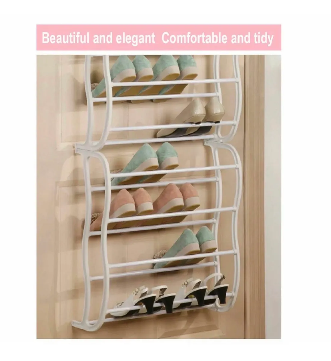 NEW Over Door Metal Hanging Shoe Rack Organiser - Image 4