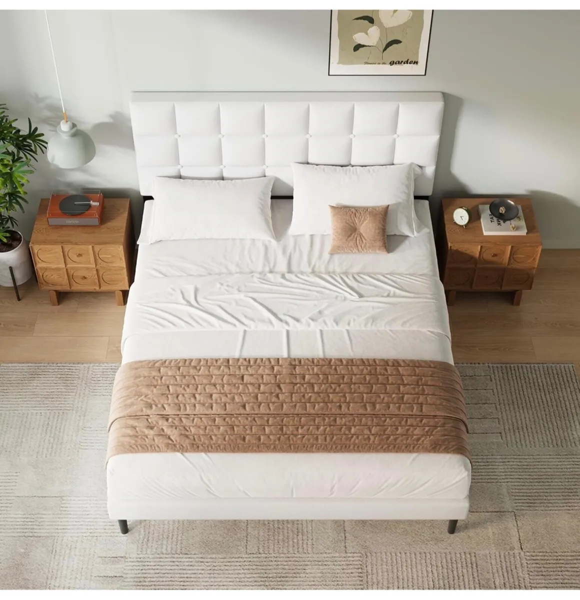 King Bed Frame, Easy Assembly, Sturdy Wooden Slat - Image 2