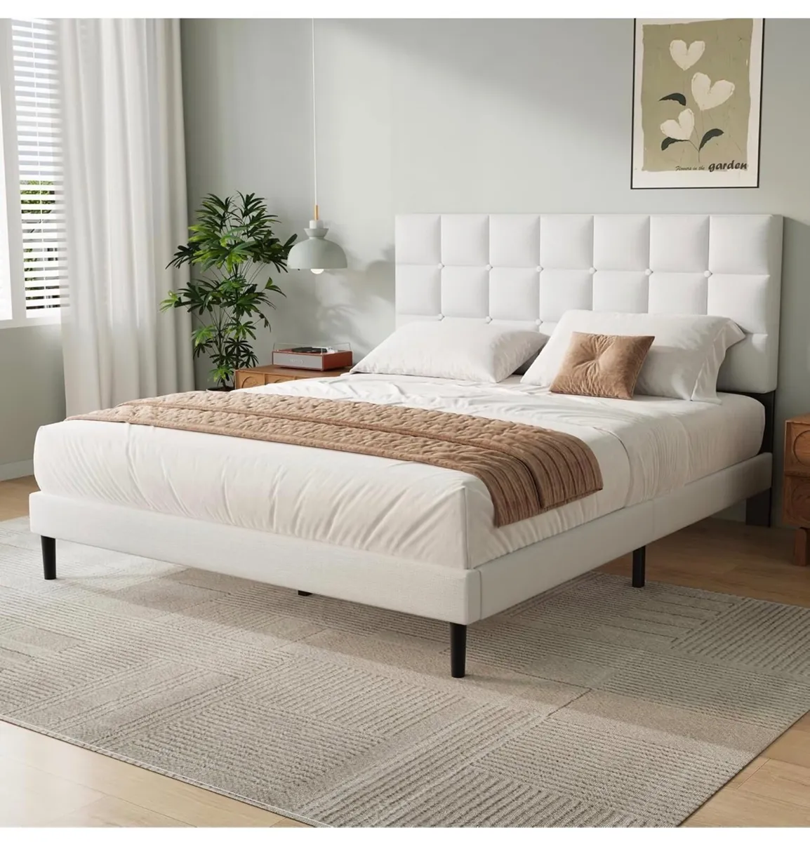 King Bed Frame, Easy Assembly, Sturdy Wooden Slat - Image 1