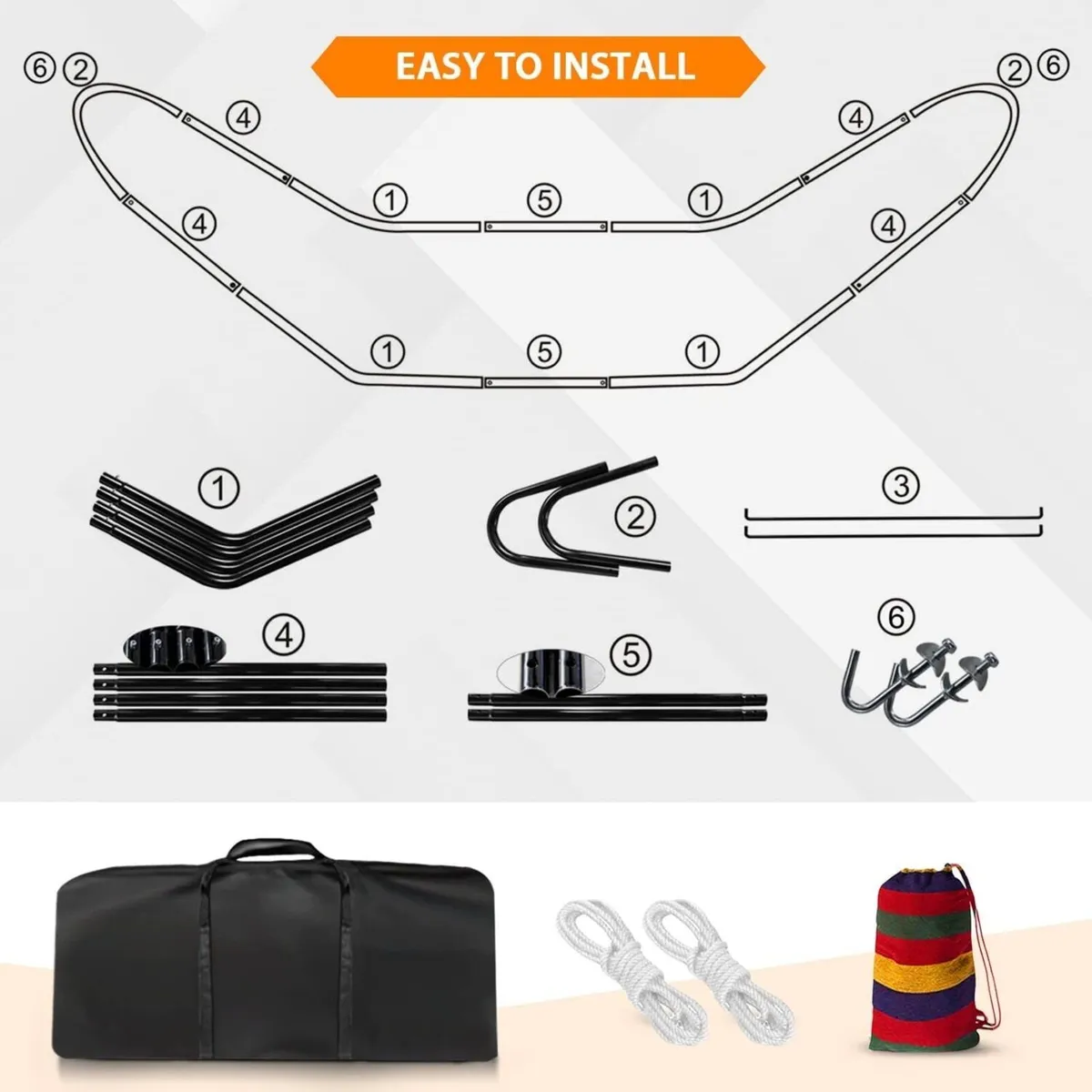 Hammock w/Stand Double Cotton Spreader Bars - Image 3