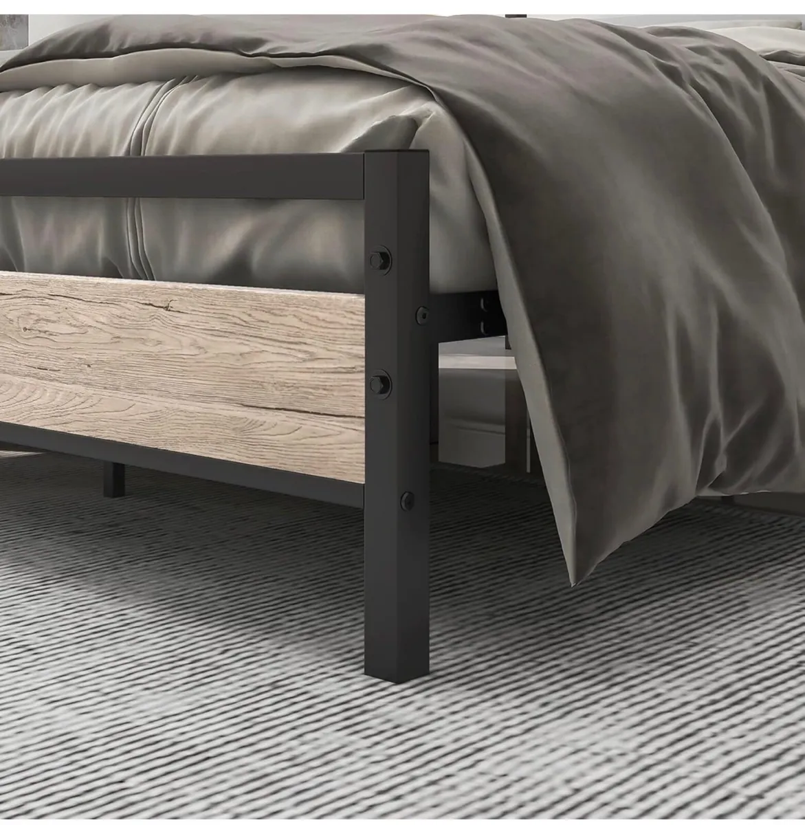 King Size Bed Frame with Wood Headboard - Image 3