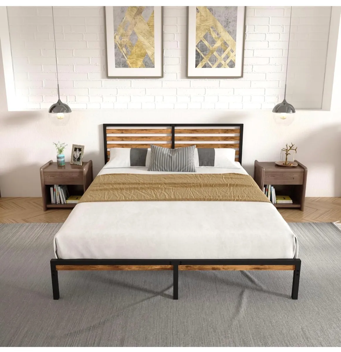 Bed Frame, Vintage Wooden Headboard - Image 2