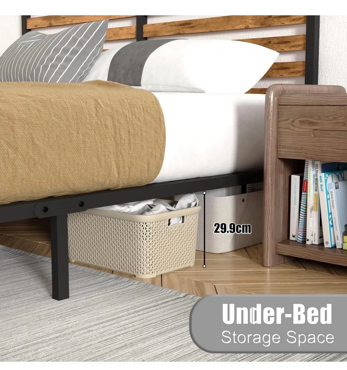 Bed Frame, Vintage Wooden Headboard - Image 4