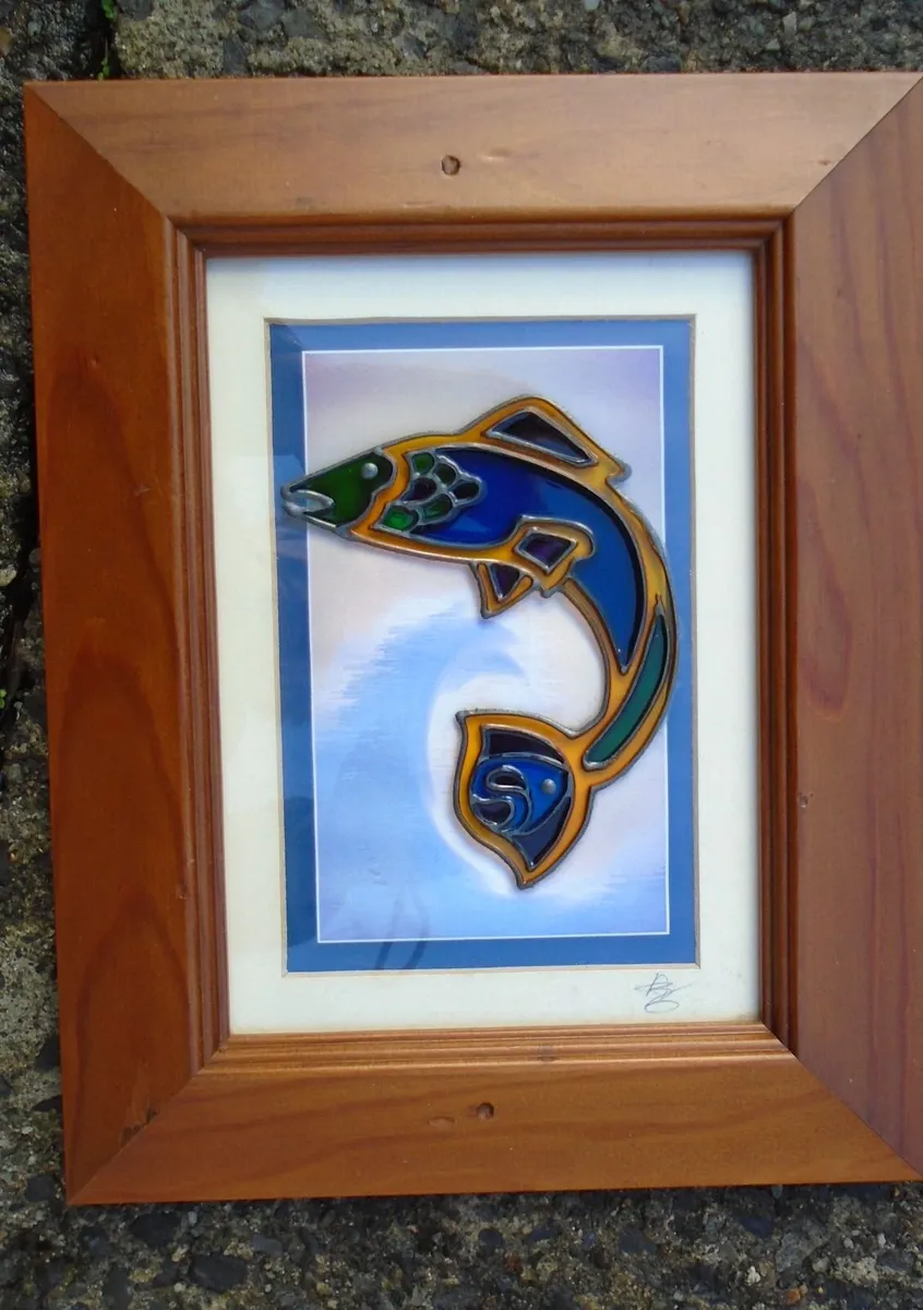 Fish glass painting, Celtic picture, Home decor - Image 1