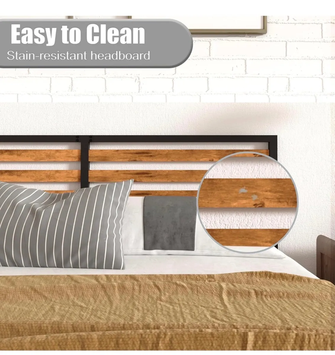 Bed Frame, Vintage Wooden Headboard - Image 2