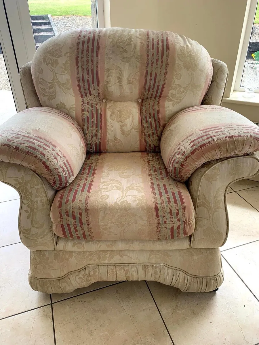 3 Seater Couch & 2 Armchairs + footstool - Image 1