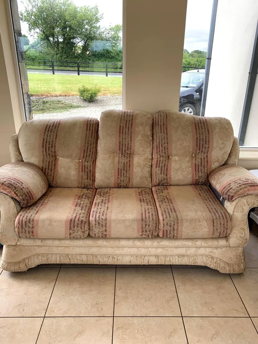 3 Seater Couch & 2 Armchairs + footstool - Image 2