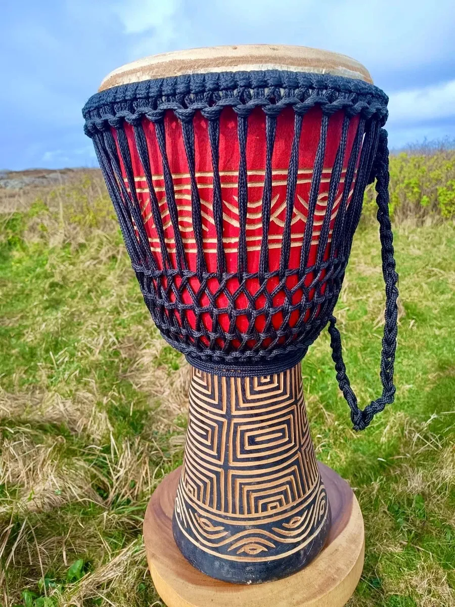Large Carved Djembe Drum with case - Image 2