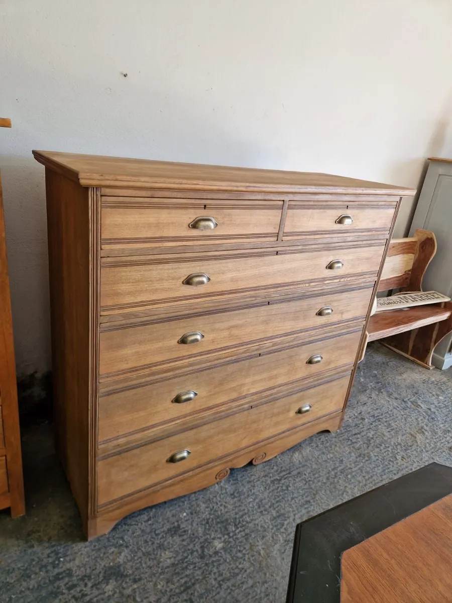 Large edwardian oak chest of drawers - Image 1