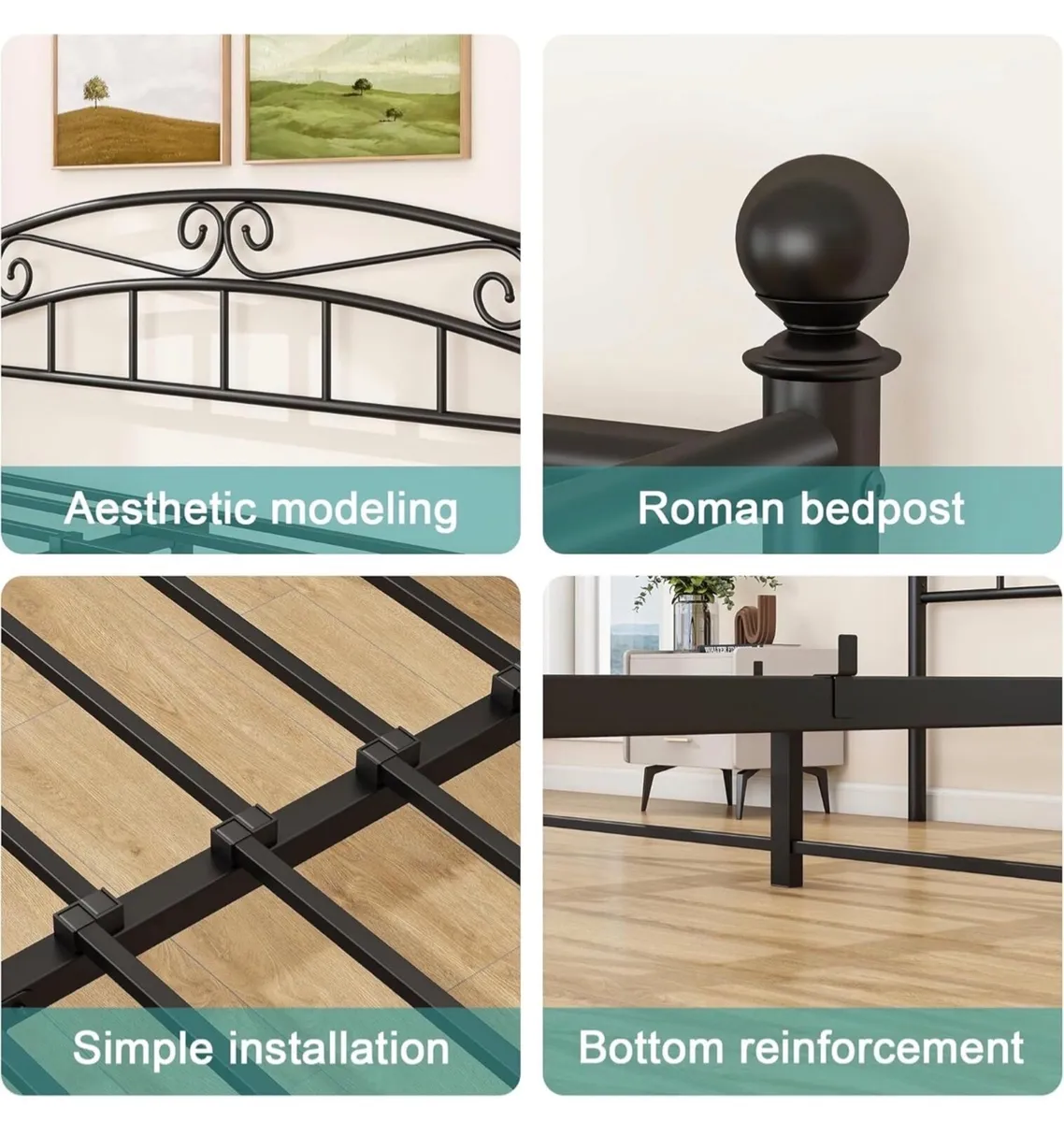 Canopy Bed Frame King Size with Ornate European St - Image 2