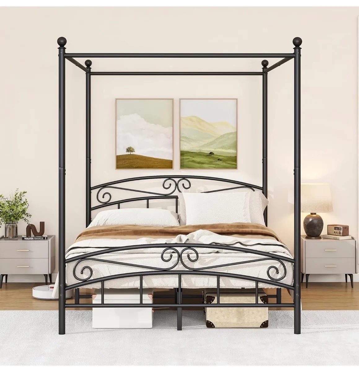 Canopy Bed Frame King Size with Ornate European St - Image 3