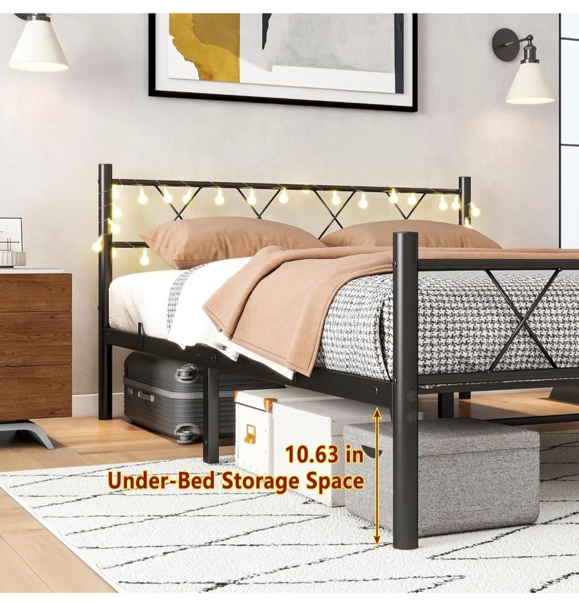 King Size Bed Frame with Headboard & lights - Image 2